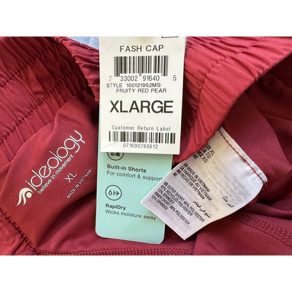 Ideology Running Shorts XL Layered Look Red Pear Pocket NWT - Picture 10 of 10